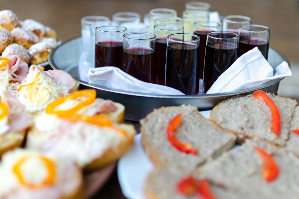 food and drinks on table